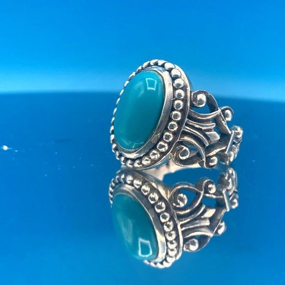 Western Turquoise Sterling Silver Vintage Ring - Picture 5 of 11